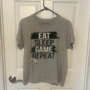Gray Graphic Kids Tee - Eat Sleep Game Repeat